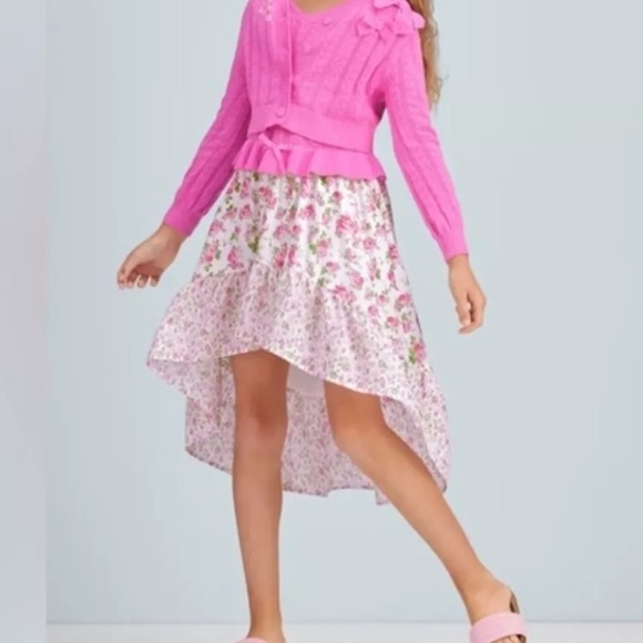 LoveShackFancy X AG Pink Melody Floral Flutter Skirt girls size 6 - like new - Picture 4 of 4